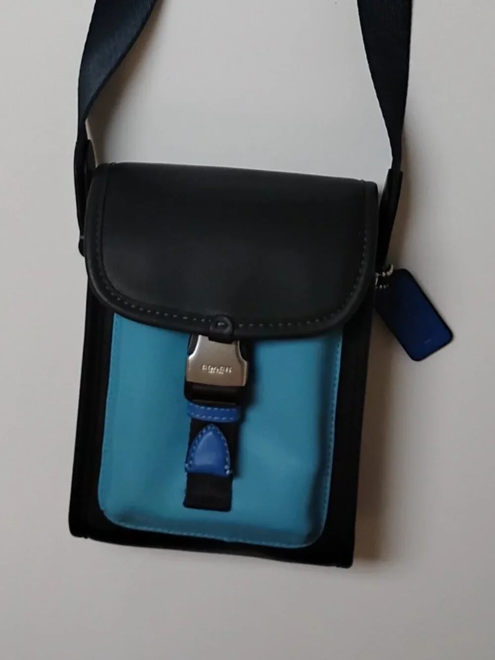 Coach Charter North/South Crossbody C6692 Blue and Black Leather